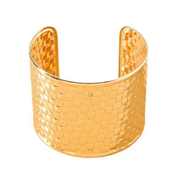 Cuff Bracelet Braided Style Alloy Gold Tone - Picture 2 of 9